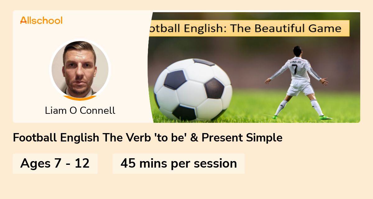 Football English The Verb 'to be' & Present Simple Live interative