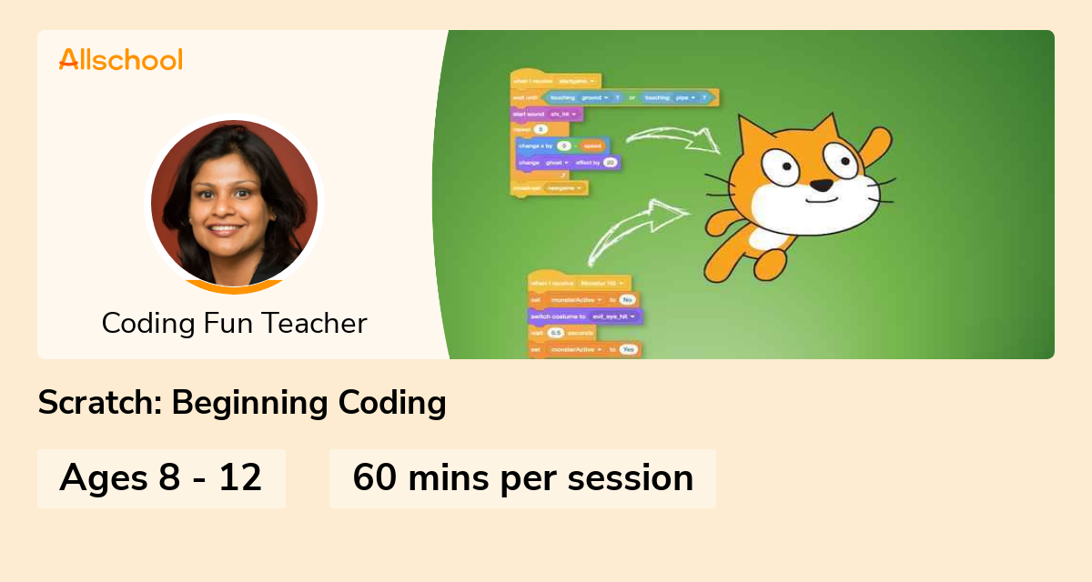 Scratch Beginning Coding Live interative class for ages 812