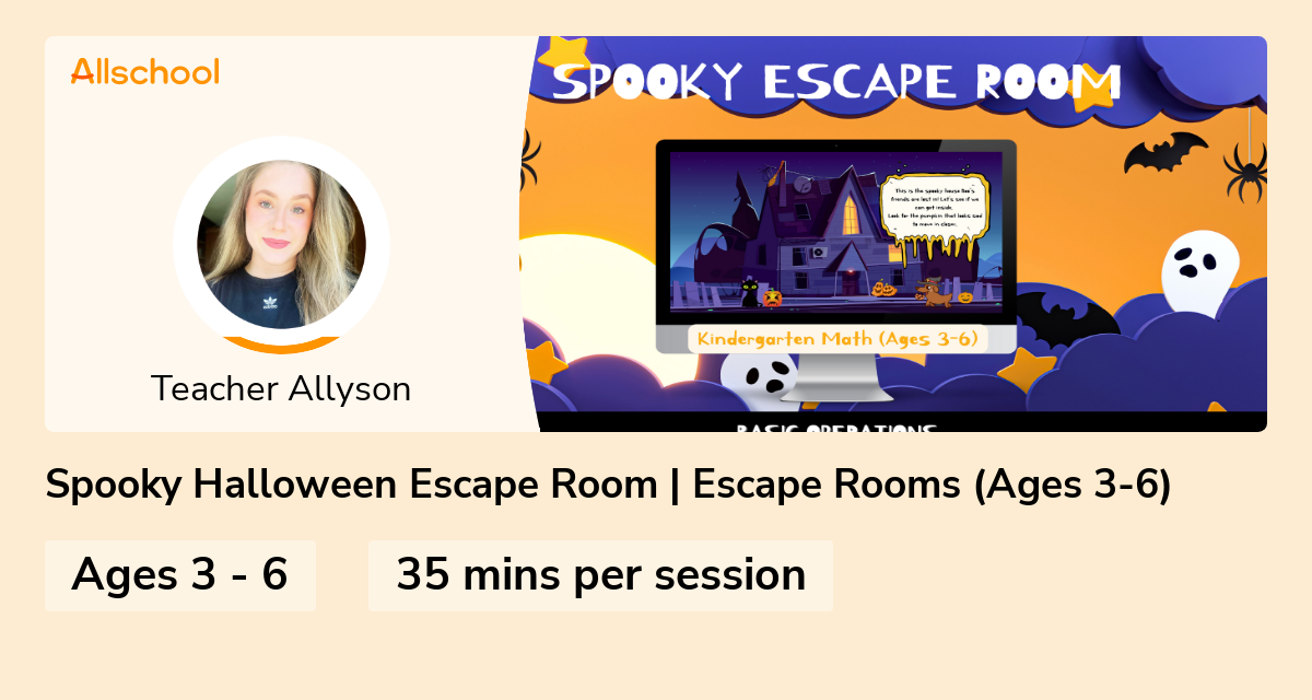 Spooky Halloween Escape Room Escape Rooms (Ages 36) Live