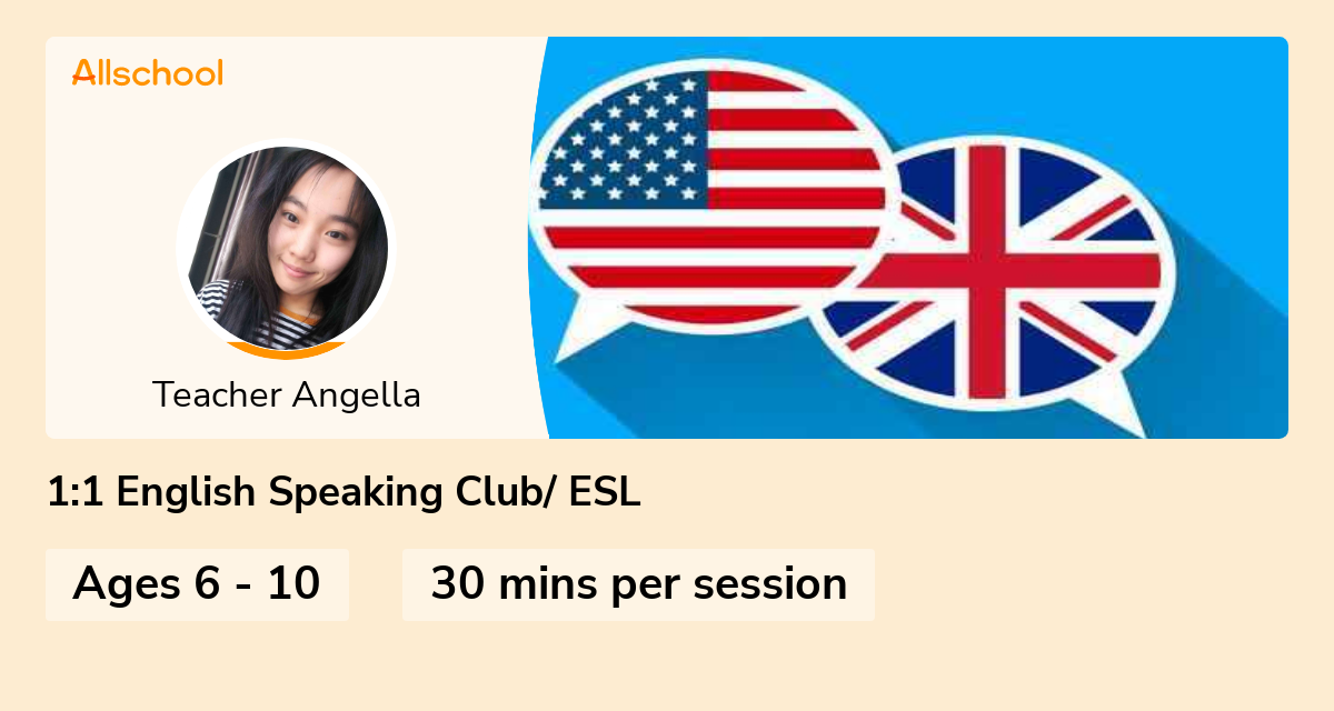 11 English Speaking Club Esl Live Interative Class For Ages 6 10 Taught By Teacher Angella