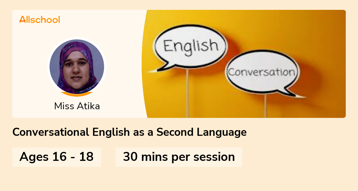 Conversational English as a Second Language Live interative class for ages 1618 taught by