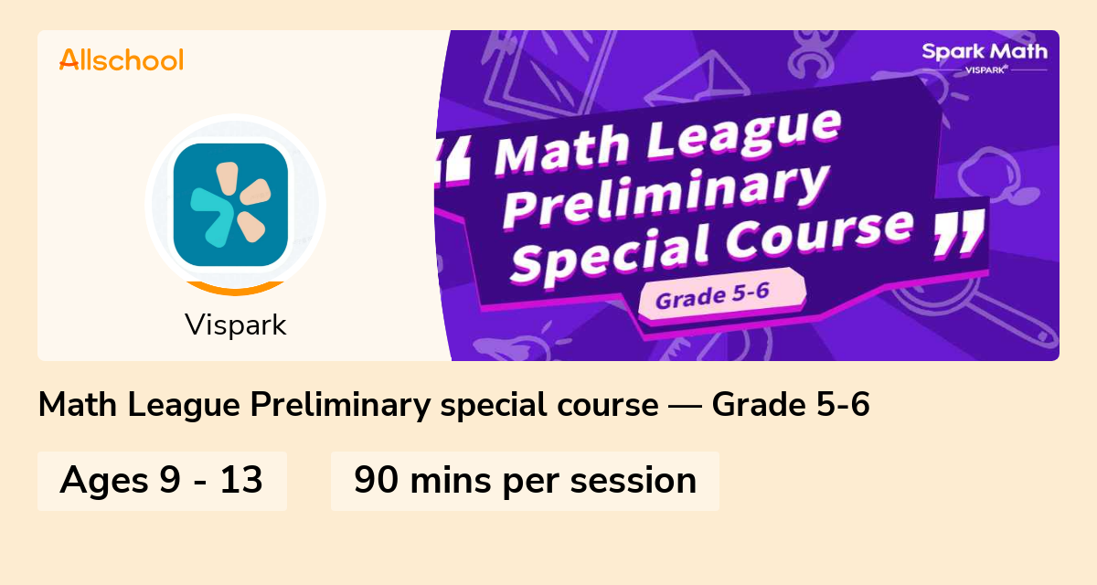 Math League Preliminary special course — Grade 56 Live interative