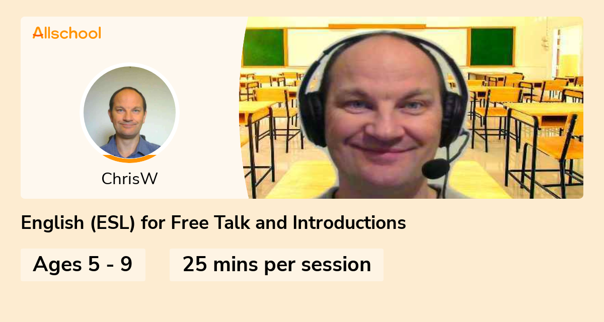 English (ESL) for Free Talk and Introductions Live interative class