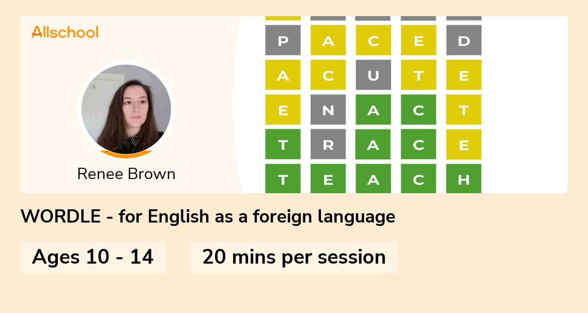 WORDLE for English as a foreign language Live interative class for