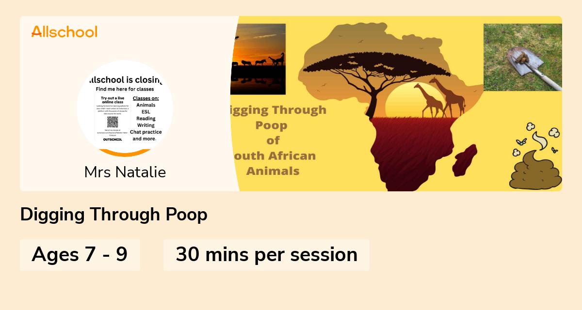 Digging Through Poop Live interative class for ages 79 taught by