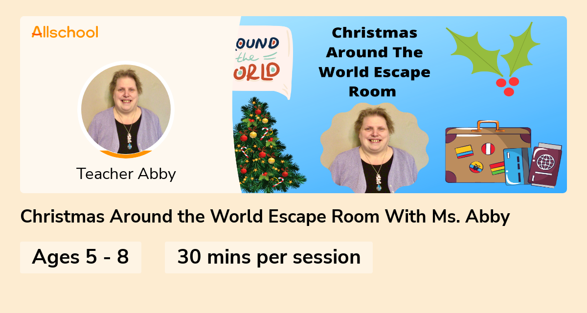 Christmas Around the World Escape Room With Ms. Abby Live interative