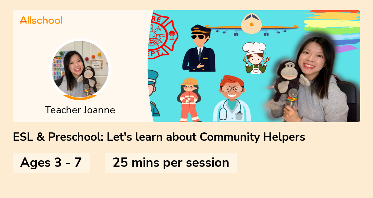 ESL & Preschool: Let's learn about Community Helpers | Live interative ...