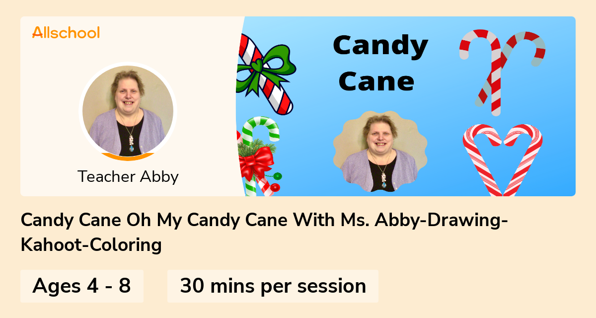 Candy Cane Oh My Candy Cane With Ms. AbbyDrawingKahootColoring Live interative class for