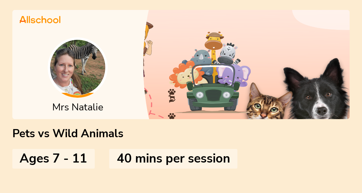 Pets vs Wild Animals Live interative class for ages 711 taught by