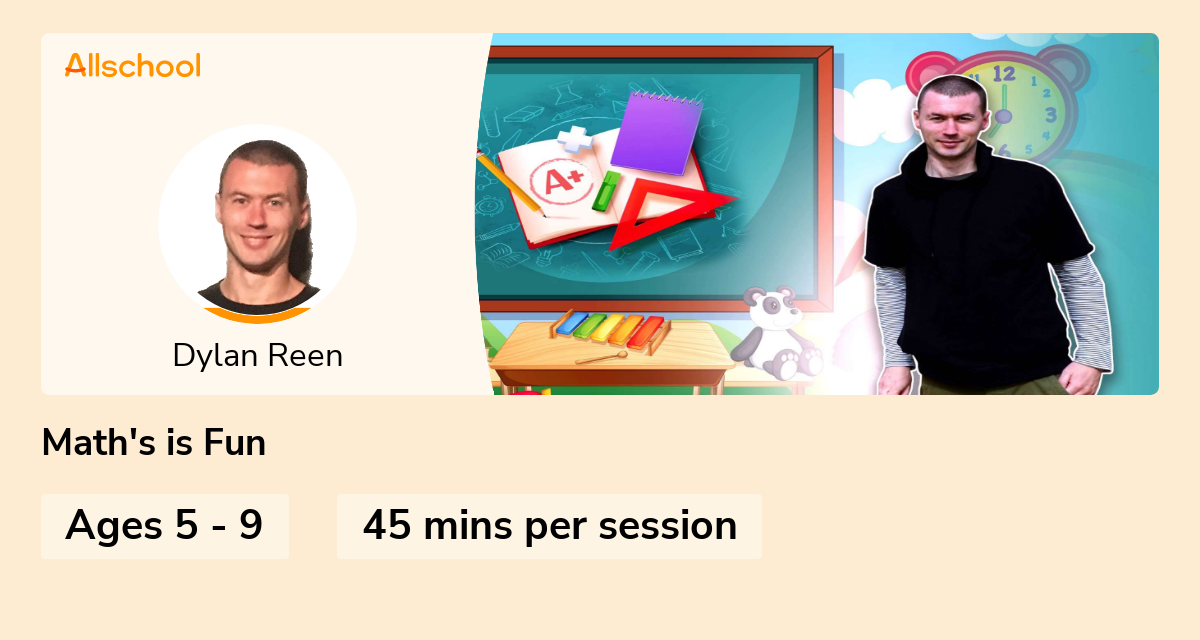 Math's is Fun Live interative class for ages 59 taught by Dylan