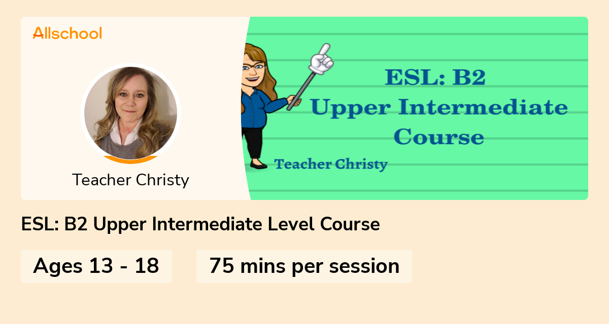 ESL: B2 Upper Intermediate Level Course | Live Interative Class For ...