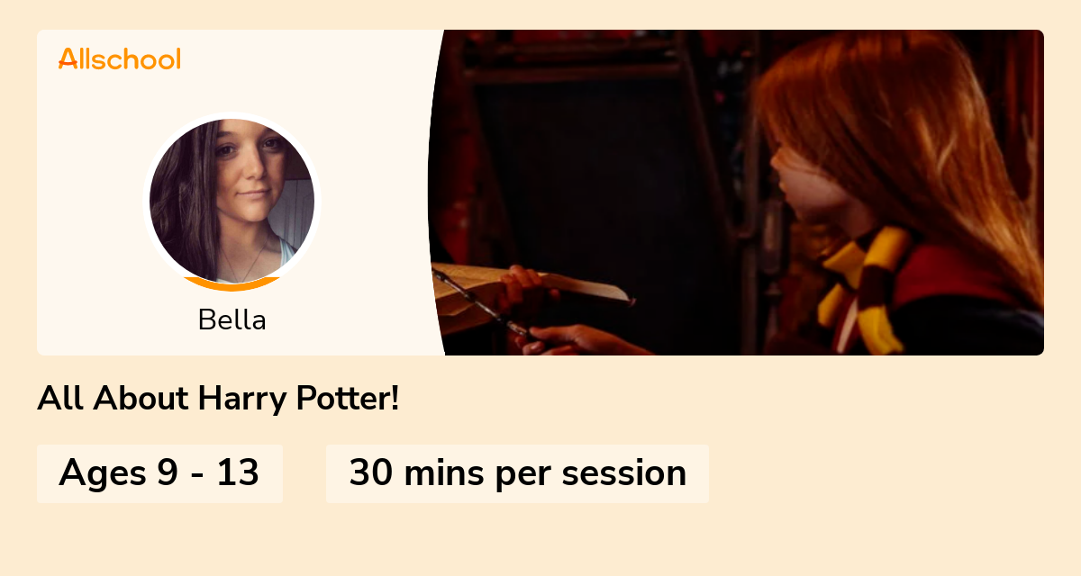 All About Harry Potter! Live interative class for ages 913 taught