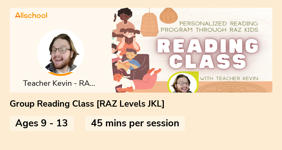 Reading Class Private Reading Classes of All Levels! Live interative