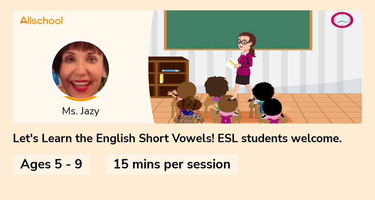 Let's Learn the English Short Vowels! ESL students Live