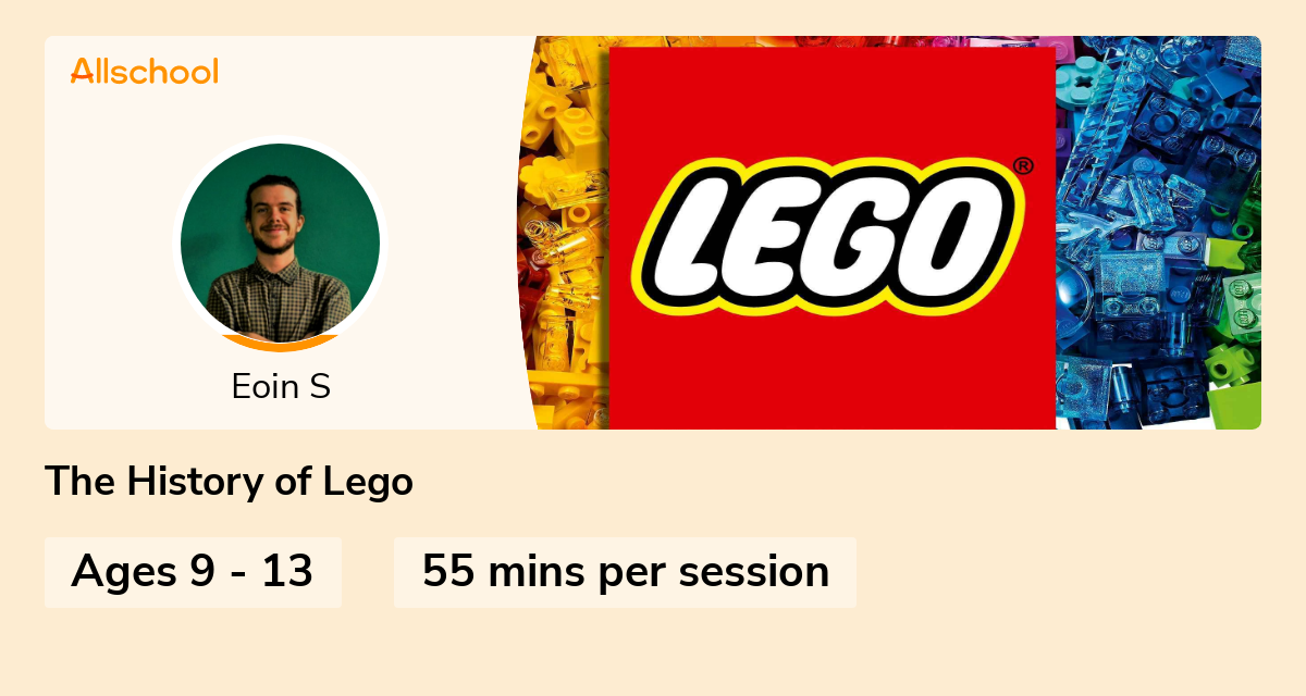 The History of Lego Live interative class for ages 913 taught by