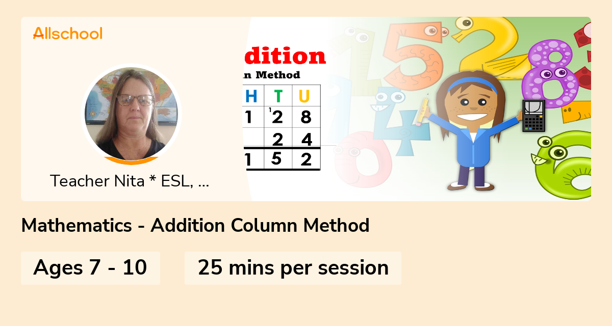 Mathematics - Addition Column Method | Live interative class for ages 7 ...